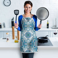 Indian Mandala Pattern Apron Blue Geometric Floral Mandala