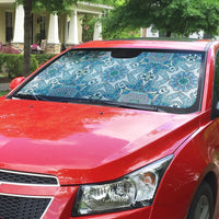 Indian Mandala Pattern Auto Sun Shade Blue Geometric Floral Mandala