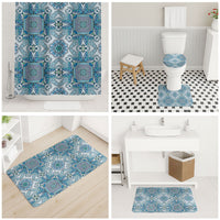 Indian Mandala Pattern Bathroom Set Blue Geometric Floral Mandala