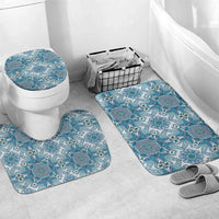 Indian Mandala Pattern Bathroom Set Blue Geometric Floral Mandala