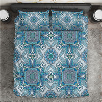 Indian Mandala Pattern Bedding Set Blue Geometric Floral Mandala