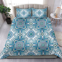 Indian Mandala Pattern Bedding Set Blue Geometric Floral Mandala