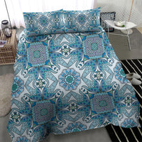 Indian Mandala Pattern Bedding Set Blue Geometric Floral Mandala