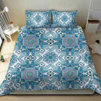 Indian Mandala Pattern Bedding Set Blue Geometric Floral Mandala