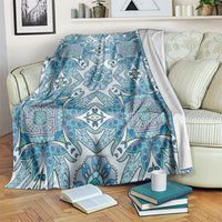 Indian Mandala Pattern Blanket Blue Geometric Floral Mandala