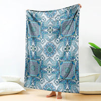 Indian Mandala Pattern Blanket Blue Geometric Floral Mandala