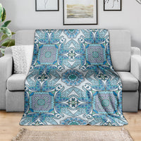 Indian Mandala Pattern Blanket Blue Geometric Floral Mandala