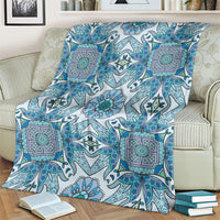 Indian Mandala Pattern Blanket Blue Geometric Floral Mandala