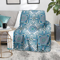 Indian Mandala Pattern Blanket Blue Geometric Floral Mandala