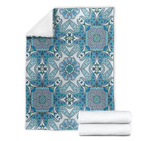 Indian Mandala Pattern Blanket Blue Geometric Floral Mandala