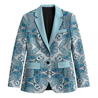 Indian Mandala Pattern Blazer Blue Geometric Floral Mandala
