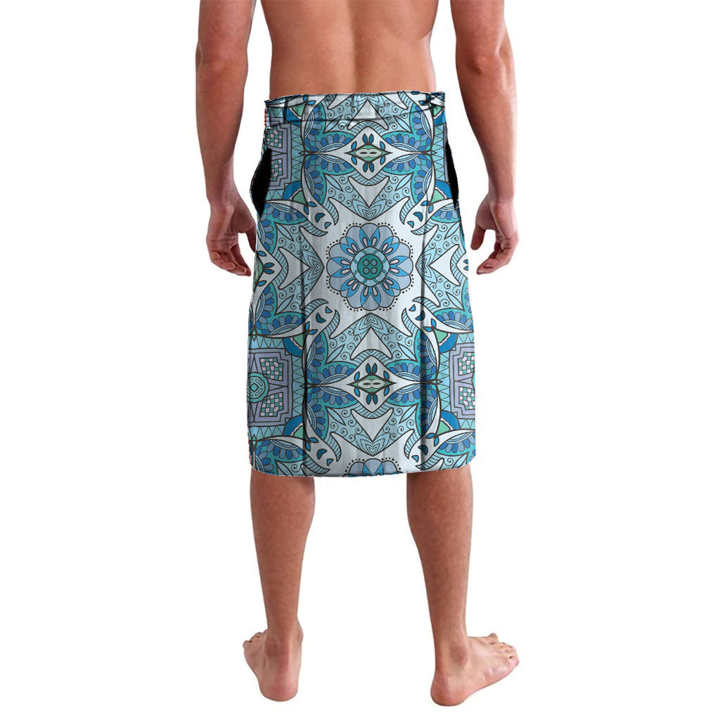 Indian Mandala Pattern Lavalava Blue Geometric Floral Mandala