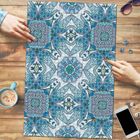 Indian Mandala Pattern Puzzle Blue Geometric Floral Mandala