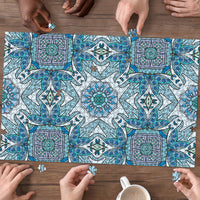 Indian Mandala Pattern Puzzle Blue Geometric Floral Mandala