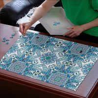 Indian Mandala Pattern Puzzle Blue Geometric Floral Mandala