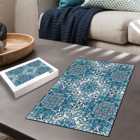 Indian Mandala Pattern Puzzle Blue Geometric Floral Mandala