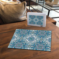 Indian Mandala Pattern Puzzle Blue Geometric Floral Mandala