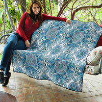 Indian Mandala Pattern Quilt Blue Geometric Floral Mandala