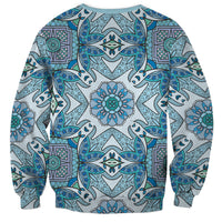 Indian Mandala Pattern Sweatshirt Blue Geometric Floral Mandala