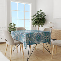 Indian Mandala Pattern Tablecloth Blue Geometric Floral Mandala