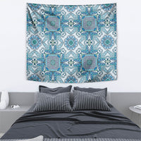 Indian Mandala Pattern Tapestry Blue Geometric Floral Mandala