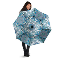 Indian Mandala Pattern Umbrella Blue Geometric Floral Mandala