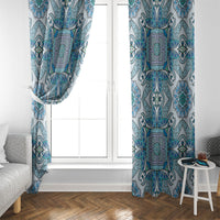 Indian Mandala Pattern Window Curtain Blue Geometric Floral Mandala