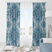 Indian Mandala Pattern Window Curtain Blue Geometric Floral Mandala