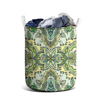 Indian Mandala Pattern Laundry Basket Green Geometric Floral Mandala