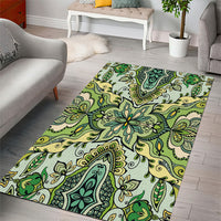 Indian Mandala Pattern Area Rug Green Geometric Floral Mandala