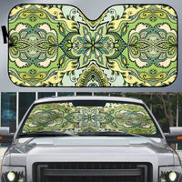 Indian Mandala Pattern Auto Sun Shade Green Geometric Floral Mandala