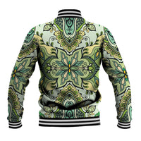 Indian Mandala Pattern Baseball Jacket Green Geometric Floral Mandala