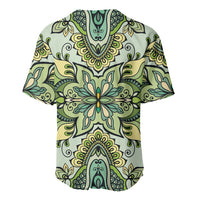 Indian Mandala Pattern Baseball Jersey Green Geometric Floral Mandala