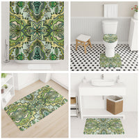 Indian Mandala Pattern Bathroom Set Green Geometric Floral Mandala