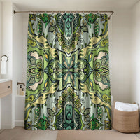 Indian Mandala Pattern Bathroom Set Green Geometric Floral Mandala