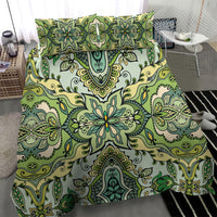 Indian Mandala Pattern Bedding Set Green Geometric Floral Mandala