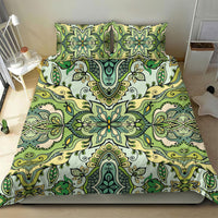 Indian Mandala Pattern Bedding Set Green Geometric Floral Mandala