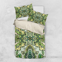Indian Mandala Pattern Bedding Set Green Geometric Floral Mandala