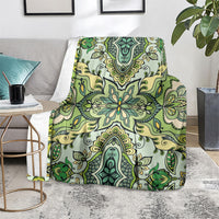 Indian Mandala Pattern Blanket Green Geometric Floral Mandala