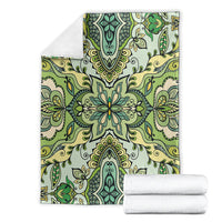 Indian Mandala Pattern Blanket Green Geometric Floral Mandala