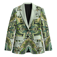 Indian Mandala Pattern Blazer Green Geometric Floral Mandala