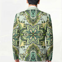 Indian Mandala Pattern Blazer Green Geometric Floral Mandala