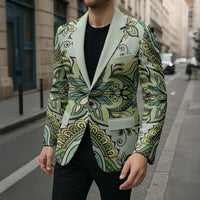 Indian Mandala Pattern Blazer Green Geometric Floral Mandala