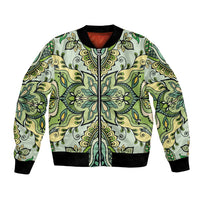 Indian Mandala Pattern Bomber Jacket Green Geometric Floral Mandala