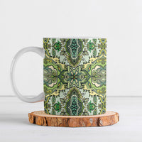 Indian Mandala Pattern Ceramic Mug Green Geometric Floral Mandala