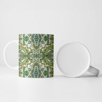 Indian Mandala Pattern Ceramic Mug Green Geometric Floral Mandala