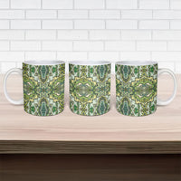 Indian Mandala Pattern Ceramic Mug Green Geometric Floral Mandala