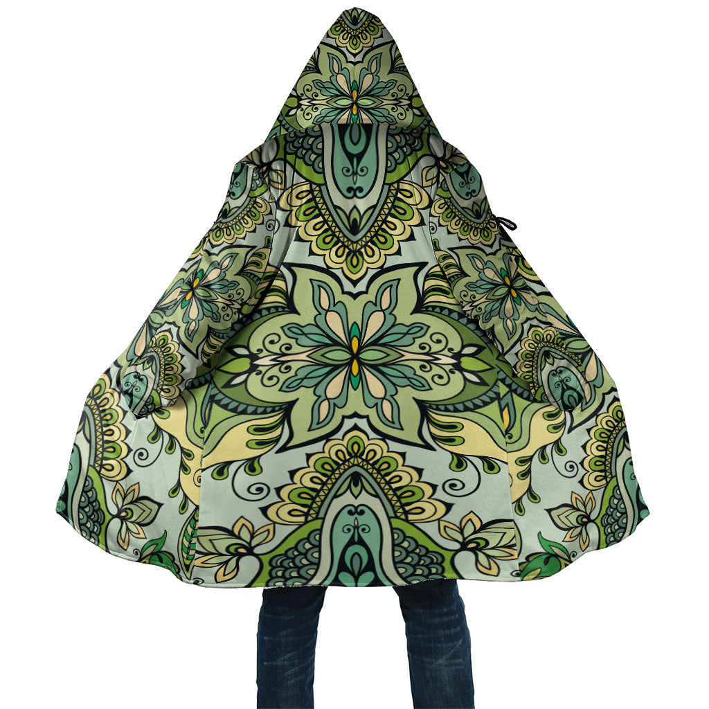 Indian Mandala Pattern Cloak Green Geometric Floral Mandala