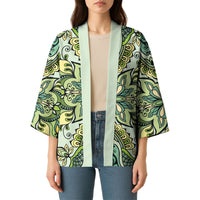 Indian Mandala Pattern Kimono Green Geometric Floral Mandala