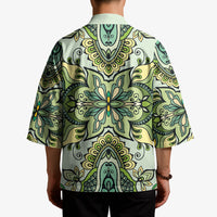 Indian Mandala Pattern Kimono Green Geometric Floral Mandala